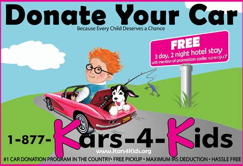 Cars for kids donation - We make the car donation process as easy as possible whether donating online or by phone. Start by giving us a call at 1-855-278-9474 or filling out our easy vehicle donation form. Our experienced vehicle donation representatives are available any time to help you with the donation process and answer any questions you might have.